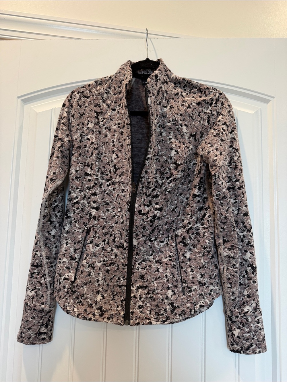 Athleta Pink Flecked Full-Zip Bomber Jacket